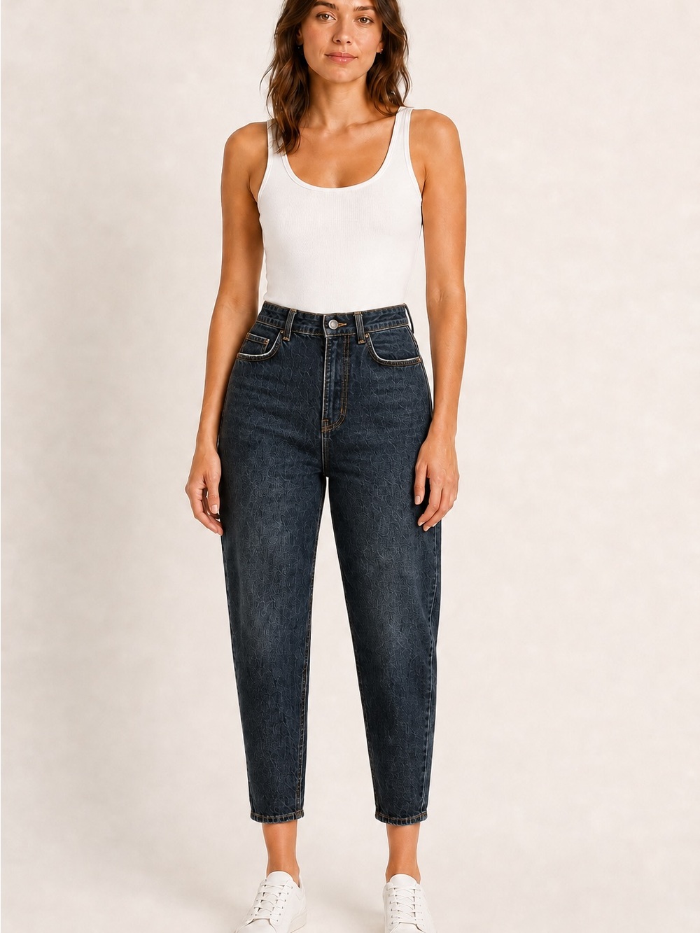 Zara High Rise Cropped Barrel Jeans Size 4 Dark Acid Wash